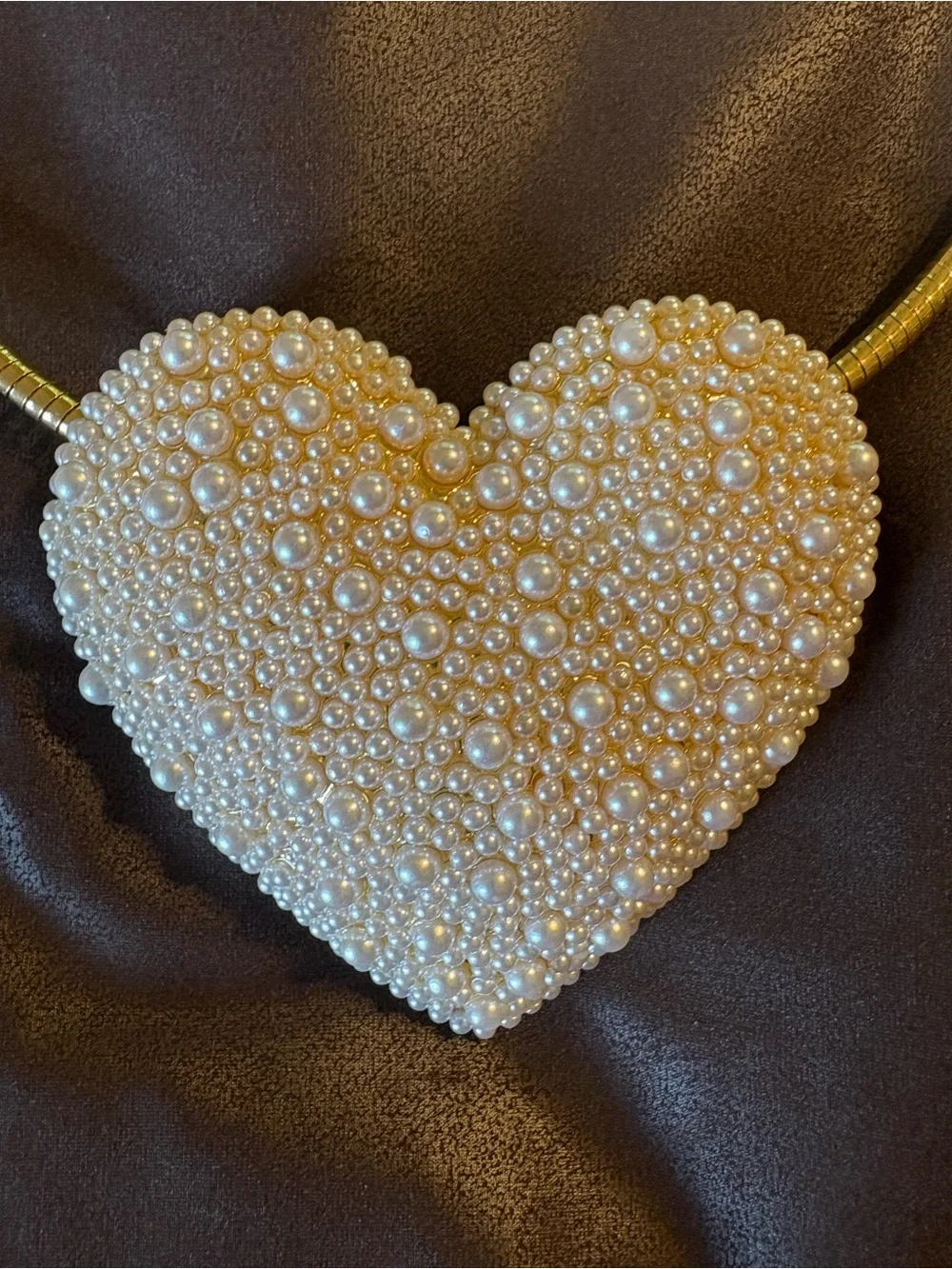 Natasha Couture Pearl-Beaded Heart Key & Card Holder - Cream